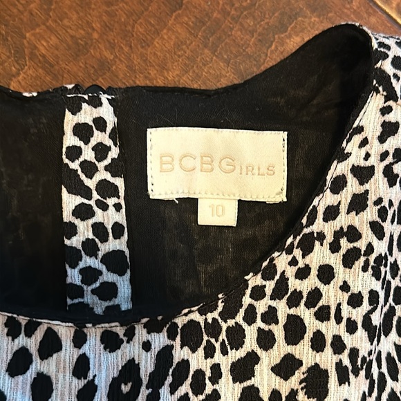 BCBG Leopard Print Ruffled Dress Size 10 - Picture 3 of 6